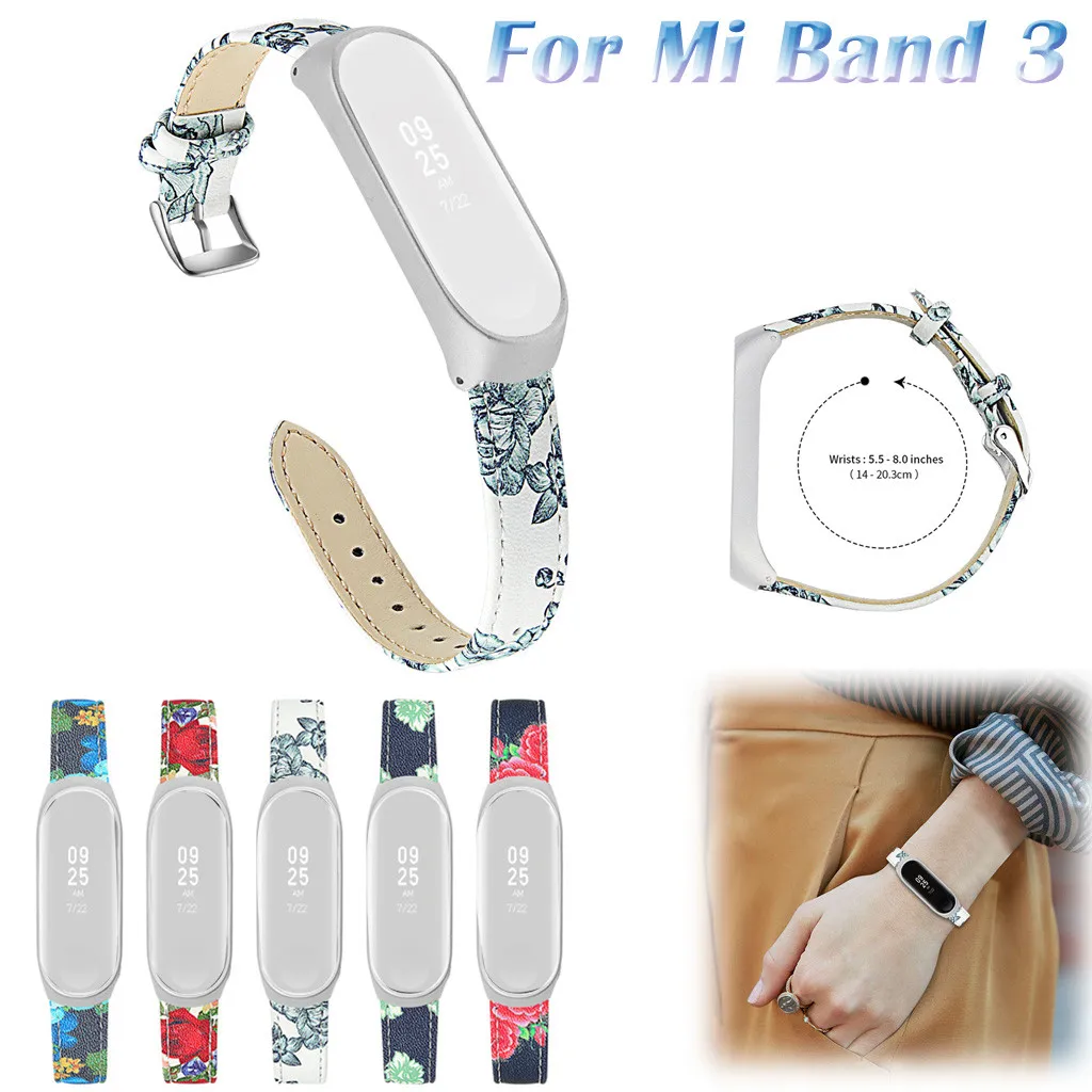 

Replacement Watch Band Leather Band Strap+Frame Wristband Watch Strap For Xiaomi Mi Band 3 Mi Band Bracelet Watch Accessories