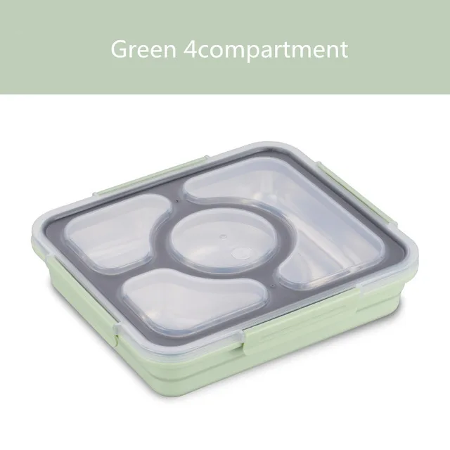 Green 4compartment ONEUP Ланч-бокс с раздельными отделениями герметичная пищевая не Смешанная термо-коробка Bento с столовыми приборами экологически чистый контейнер для еды - Цвет: Green 4compartment