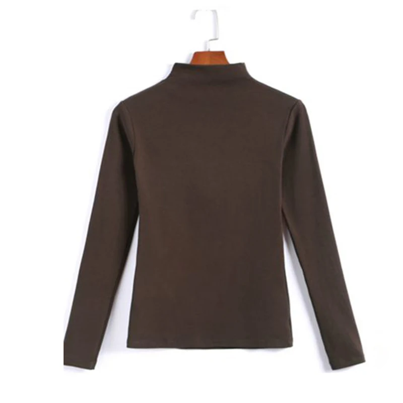 coffee Однотонная женская футболка, 3XL, Harajuku, винтажный Топ, Осень-зима, футболка, Корейская, негабаритная, одежда, рубашка, длинный рукав, Круглый ворот, хлопок, V686 - Цвет: coffee