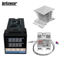 Digital PID Temperature Controller Thermostat with SSR Output and K Thermocouple Probe, High Quality (C100 set 2)