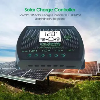 

Hot Sale Solar Charge Controller Solid Color LCD Display Auto Solar Charge Controller USB Port Solar Panel PV Regulator