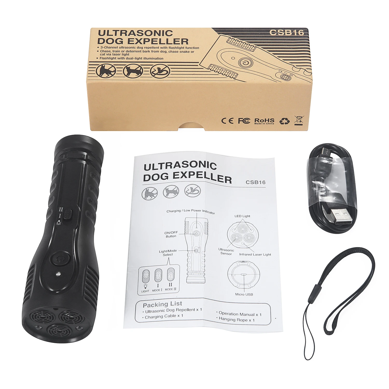 3 in 1 Anti Barking Stop-Barking Ultrasonic Dog Repeller Outdoor Bark Pet Trainer