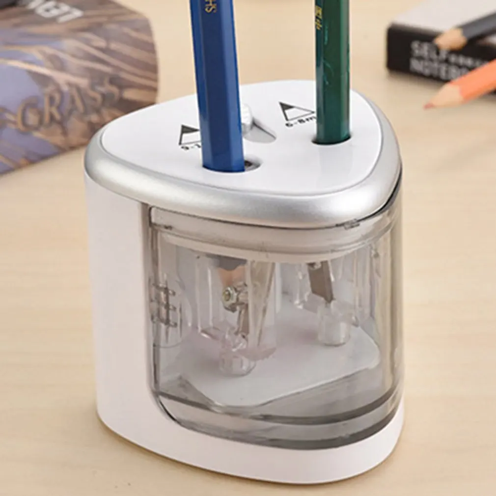 New Automatic Pencil Sharpener Two-hole Electric Switch Stationery Home Office School Supplies | Канцтовары для офиса и дома