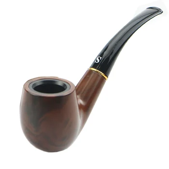 

Hot Traditional Style Nature Tobacco Handmade Ebony Wood Smoking Pipe Bent