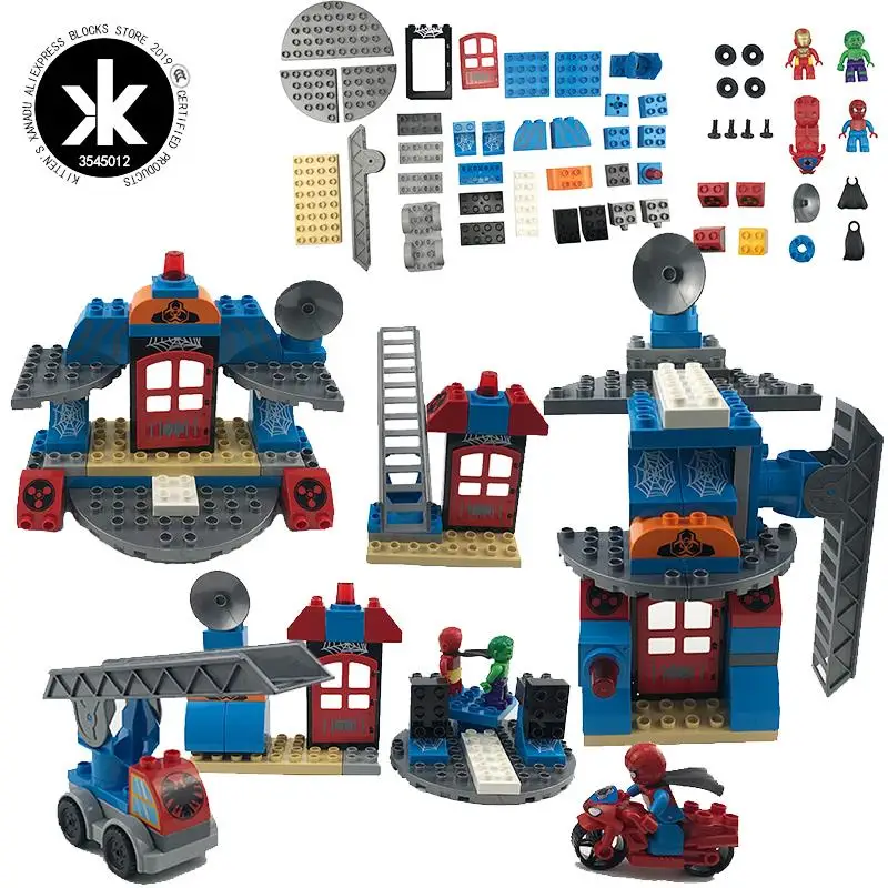 

Duplo Big Bricks Marvel Figures Iron man spider Peter Park Duplos Batman Superheroes Figures Building Blocks children Toys Gifts
