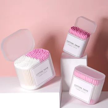 

Disposable Makeup Puff Stick Cotton Swab Household Boxed round Pointed Double-Headed Cleaning Sanitary Napkin Ear Cotton Rod
