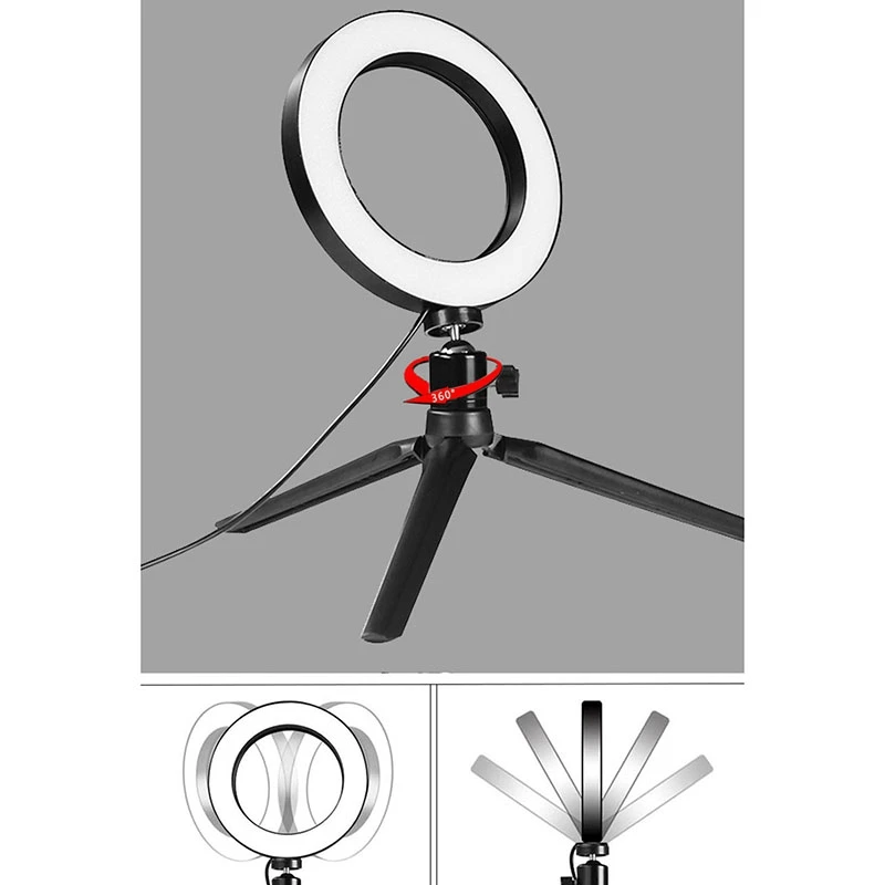 Мини светодиодный настольный кольцевой светильник бесступенчатое затемнение с треножной подставкой Usb разъем для Youtube видео Live фото фотостудия