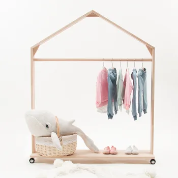 

New Home Decoration Simple Small House Floor Roller Hanger Children Clothing Store Coat Rack Living Room Furniture Clothing Rack