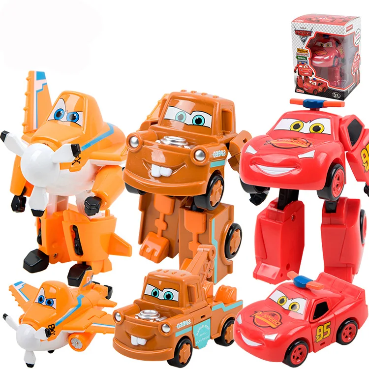 

CHILDREN'S Toy Cartoon Transformation Car Robot Models Race Car Airplane General Mobilization Boy Gift