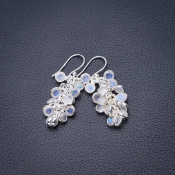 

StarGems Natural Rainbow Moonstone Handmade 925 Sterling Silver Earrings 1.5" D6564
