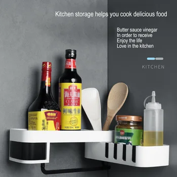 

Plastic Kitchen Organizer Corner Storage Rack Practical Bathroom Storage Rack Shower Shelf Bathroom Storage Self-Adhesive Wall