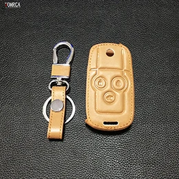 C Style brown Чехол для ключей из натуральной кожи для автомобильных ключей для Honda Accord City Civic Crv Element Fit Hrv Odyssey Crider Jed Spirior 3 кнопки - Название цвета: C Style brown
