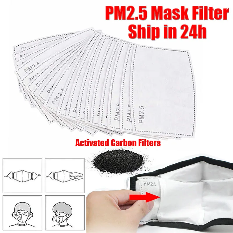 

100/50/Pcs PM 2.5 FPP3 Mask Filter Anti Haze Cotton 5 Layers N95 Mask Activated Carbon Filter Replaceable For Adults Mouth Mask