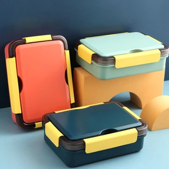

Lunch Bento Box Stainless Steel Square Food Storage Container Leakproof with Sealed Compartment for Woman Man Work