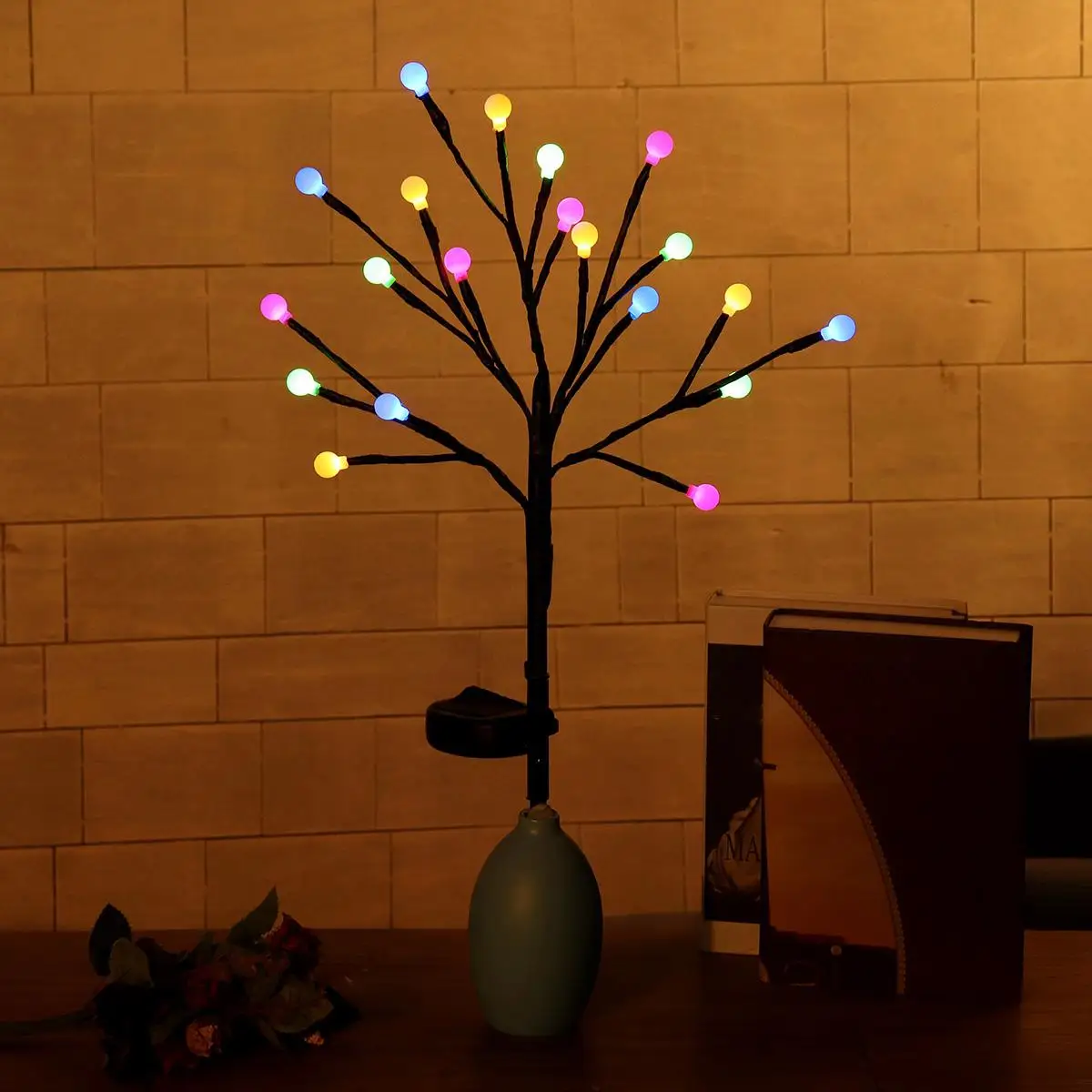 

Solar Powered Round Ball Lights Tree Branch Outdoor Waterproof LED String Holiday Light for Patio Decor Warm White/Multicolor