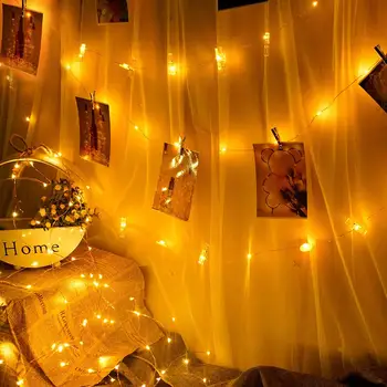 

LED String lights Card Photo Clip Holder Fairy Garland lamp For Christmas New Year Wedding Party Decoration Battery holiday lamp