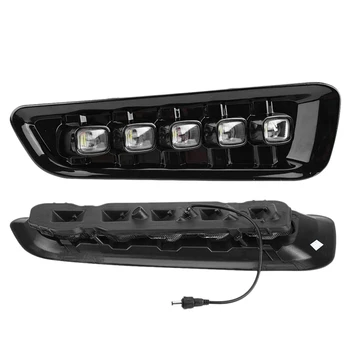 

Daytime Running Lights, 5-Light White/Amber LED Daytime Running Light DRL Turn Signal Dual Model DRL for Ford F150 Raptor 2016-2