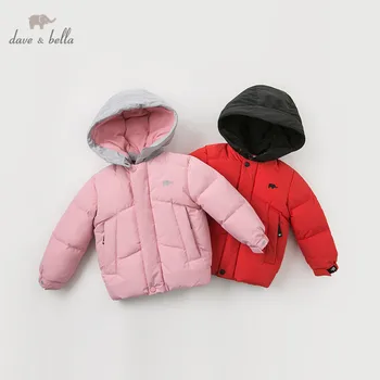 

DB11620 dave bella winter baby down coat girls letter zipper hooded outerwear children 90% white duck down padded kids jacket