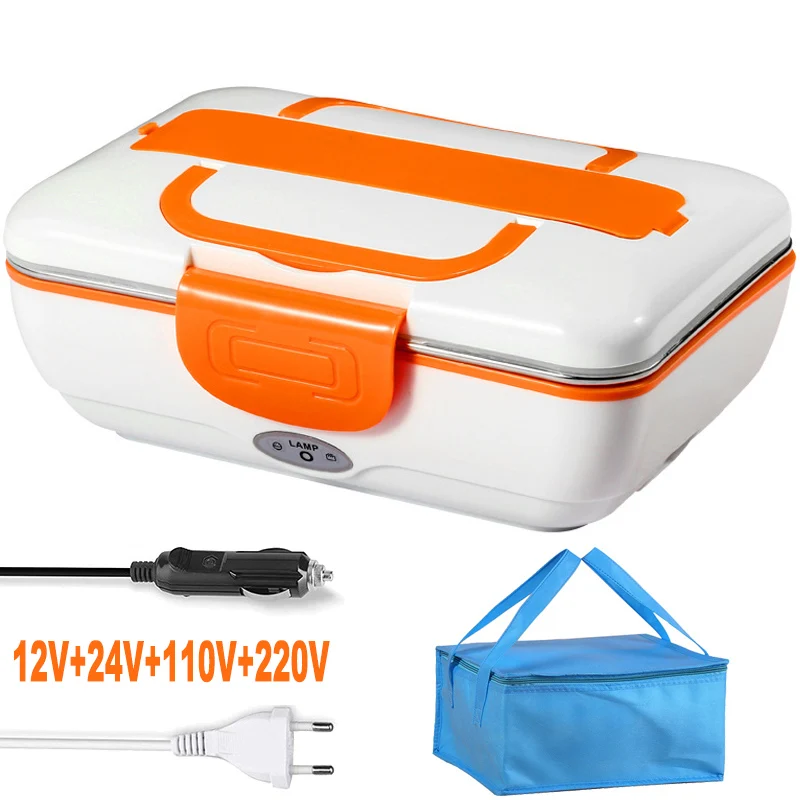 Stainless Steel Electric Lunch Box 12V 24V 110V 220V Office Camping Heating Food Warmer Container Dual-use Heated LunchBox Set | Дом и сад
