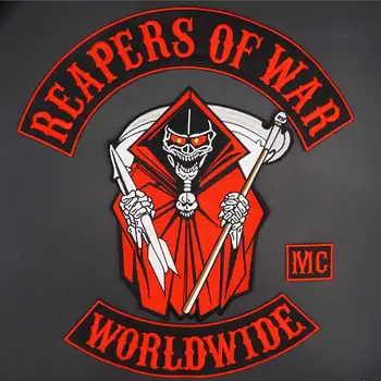 

REAPERS OF WAR WORLDWIDE MC Large Embroidery Hells Angels Motorcycle Patch Sticker for Jacket Vest