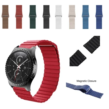 

Duoteng Leather Strap For Samsung Galaxy Watch Active 2 42 46mm Gear S3 WatchBand for Huami amazfit gtr Huawei Magnetic Bracelet