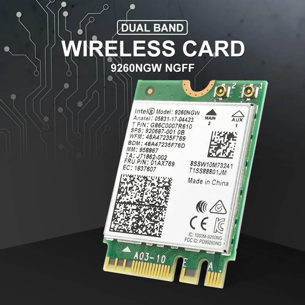 Беспроводной 9560/9260/AX200 AC NGFF ключ сетевой Wifi карты 1,73 Гбит/с 802.11ac Bluetooth 5,0 M.2 WiFi/Bluetooth адаптер для Windows 10 - Цвет: 9260