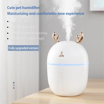 ミニエアディフューザーカットペット加湿器ポータブルアロマエッセンシャルオイルディフューザー300ミリリットル車の空気清浄噴霧器暖かい夜ライト