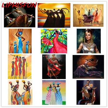 

5D Diy Diamond Painting African Women Dancing Abstract Diamond Embroidery Full Drill square/round Resin Rhinestones Home Decor