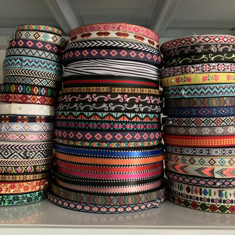 Ribbon Decoration 5 Yards 5/8&ldquo; 10MM~15MM Decoration Pet Leash Collars Geometric Jacquard Ribbons Clothing DIY Trim Sewing Accessories Lace