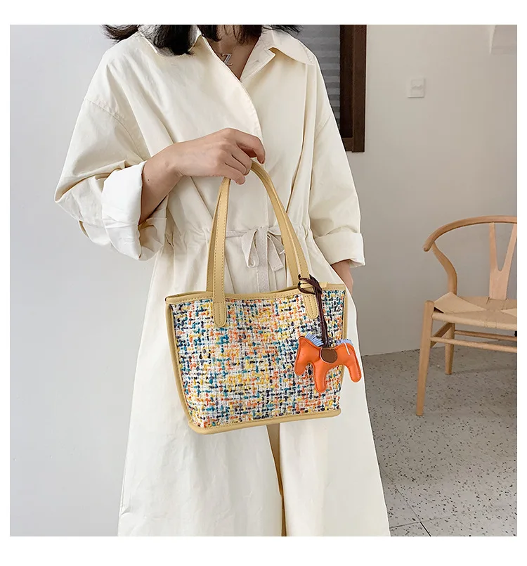 large bag women contrast color One Shoulder bag Messenger Bag Tote bag for women trend women leather handbags