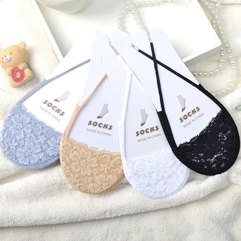 

Lace Boat Socks Sexy Lacing Woman Sock Sole Thin Sandals Match Cotton Half Palm Sox Without Heel Shallow Mouth Women Socks