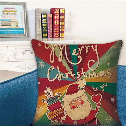 9 New Christmas Cushion 45*45 Santa Claus Merry Christmas Printed Decorative Pillows Sofa Home Decoration Pillowcase - Цвет: 9
