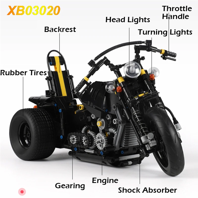 

XINGBAO TECHNIC Motor Series 03020 853Pcs The Heavy Motorcycle Set Building Blocks Motorbike Bricks Compatible Legoings Juguetes
