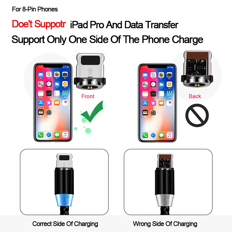 Круглый Магнитная застёжка Micro USB C/Тип C/8-контактный для адаптер для Iphone USB магнит Зарядное устройство для быстрой зарядки(только в том случае, Магнитная застёжка