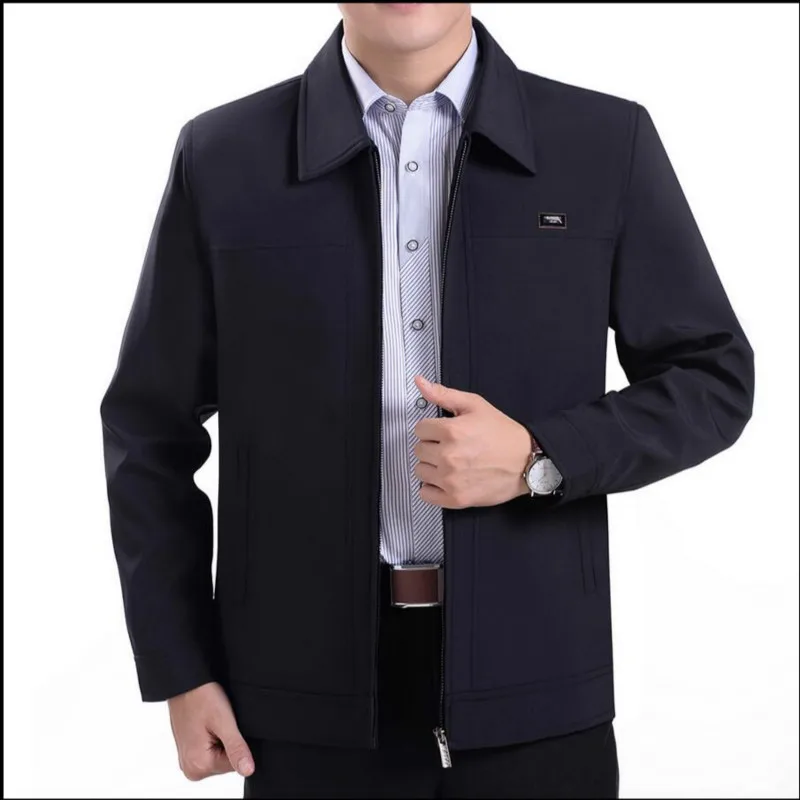 L-5XL Spring Autumn Men's Jackets Turn-down Collar Overcoat Middle-aged Man Casual Zipper Coats Male Jacket Plus Size Clothing winter coat down cotton coat casual warm middle women jackets winter coat jacket winter jackets winter jacket for women