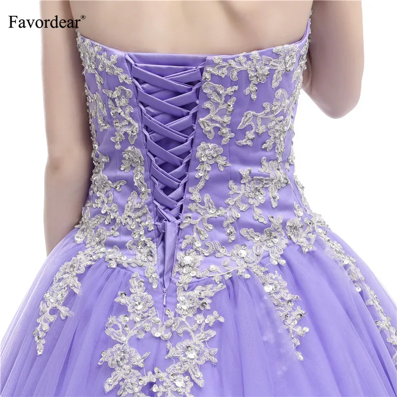 Favordear Лавандовое длинное бальное платье с вышивкой бисером Vestidos De Quincianera Платье На Шнуровке Для выпускного вечера милое платье 16