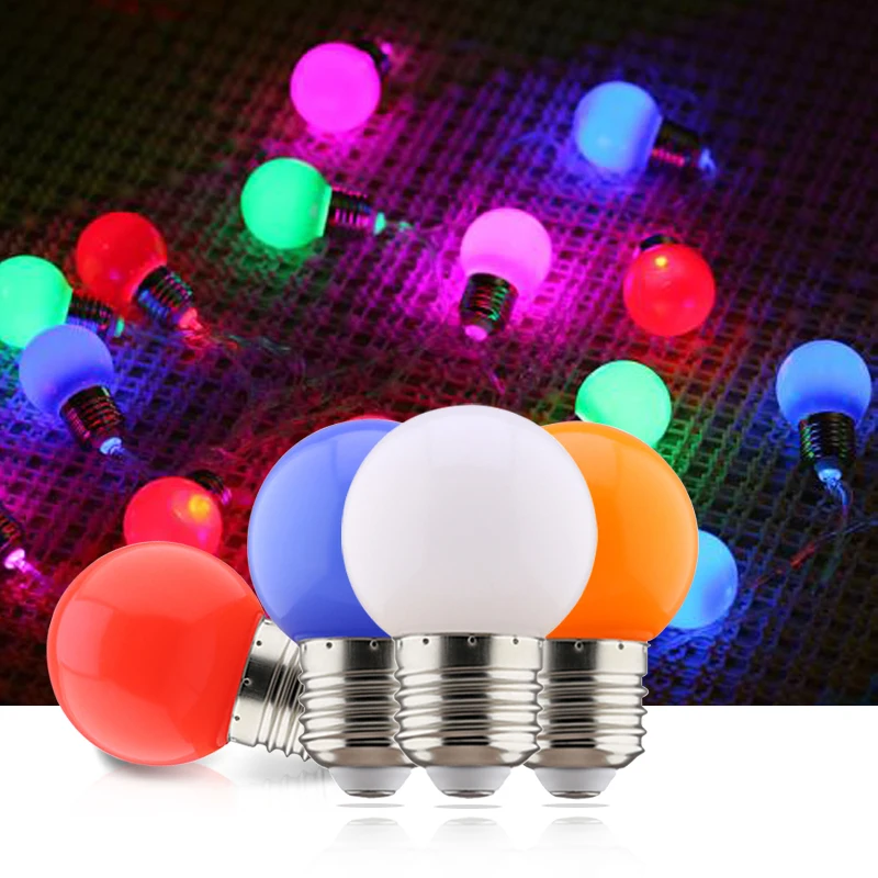 20 шт. светодиодные лампы E27 220 В цветные праздничные RGB SMD 2835 G45 круглые домашний