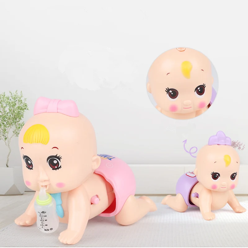 Electric Baby Light Toys Cartoon Crawl Baby Toys with Nipple Led Kids Luminous Toys for Children Learning To Crawl with Music