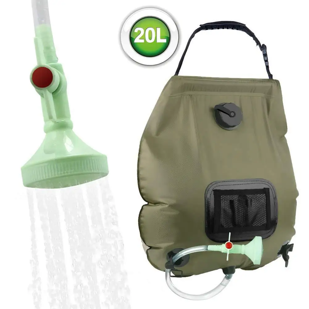 

20L PVC Outdoor Water Bags For Camping Hiking Heating Solar Shower Bag Hose Switchable Shower Head Portable Camp Shower