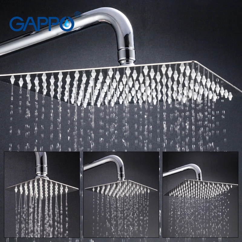 GAPPO Round & Square Stainless Steel Showerhead Rainfall Shower Chrome High Pressure Ultra thin