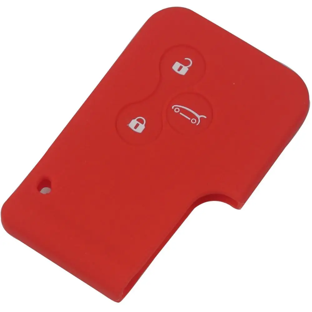 jingyuqin 10pcs For Renault Megane R.S. Scenic 3 Button Card Smart Key 3 Buttons Remote Silicone Rubber Car Key Case Cover - Название цвета: red