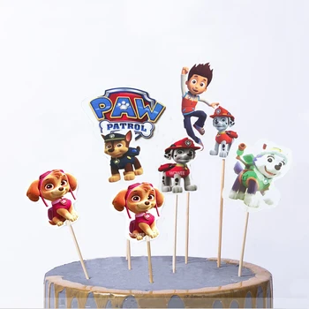 

24pcs/set Paw Patrol Cake Topper Dessert Inserted Card CakeTopper Decoration Card Cupcake Pick Kids Birthday Party cake topper