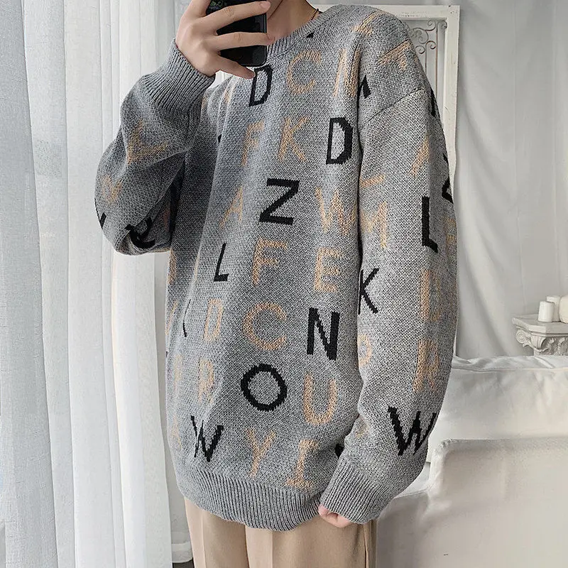 Fall New Men's Knitted Sweater Student Sweater Men's Korean Fashion Round Neck Linen