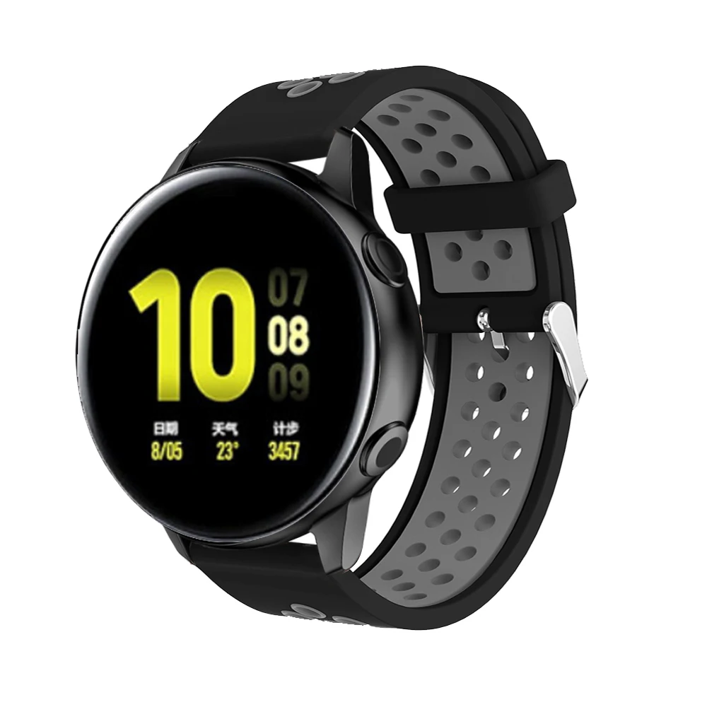 Спортивный силиконовый ремешок для samsung Galaxy Watch Active 2 40 мм 44 мм дышащий сменный 20 мм браслет для часов Amazfit GTS