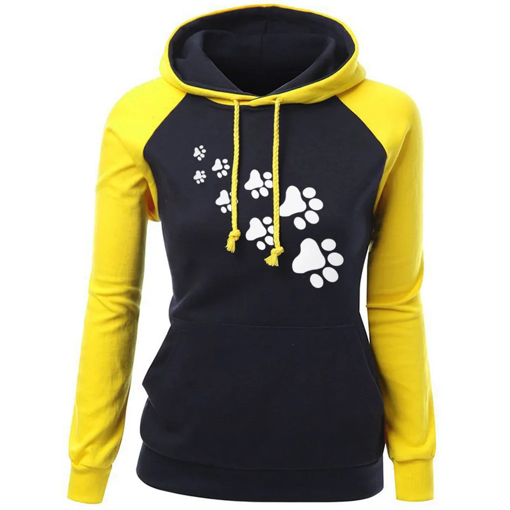 Plus Size Hoodies Women Cartoon Print Cat Claw Hooded Long Sleeve Pocket Loose Sweatshirts Tracksuit Spring Autumn Tops Hoodies