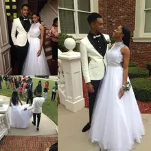 

Sexy High Neck Prom Dresses With Crystal beaded A Line tulle floor Length custom Made Formal Evening prom gown 2019 prom dress