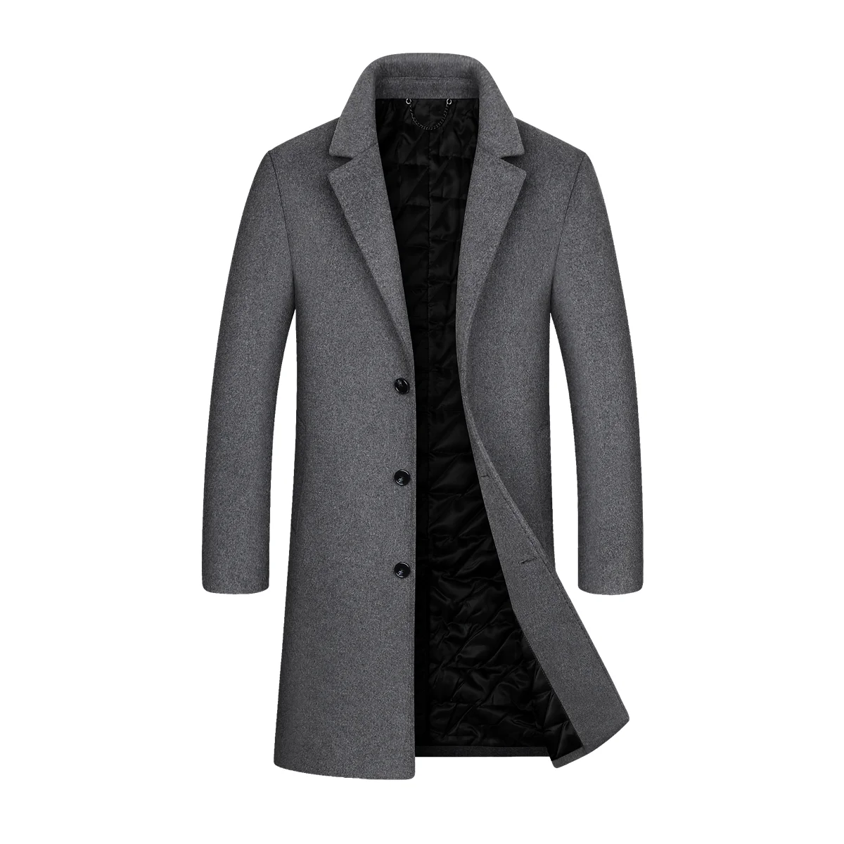 Winter Men's Clothing,Men's Windbreaker,Men's Tweed Coat,Lapel Wool Tweed Coat Male,Tweed Coat Male,Windbreaker Male,MensPeacoat - Цвет: Серый