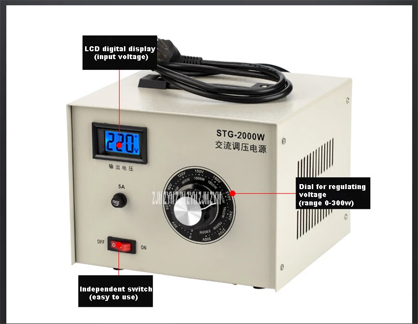 STG-2000W источник питания с регулятором напряжения переменного тока однофазный Красный медный катушка регулятор напряжения Регулируемый источник питания трансформатор