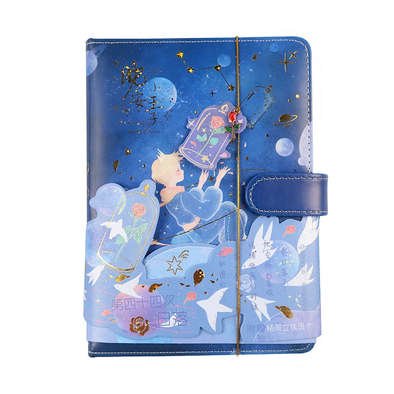 

Good Night Fox And Rose Diary Soft PU Leather Cover 180mm*130mm DIY Undated Monthly Daily Planner Notebook 196P
