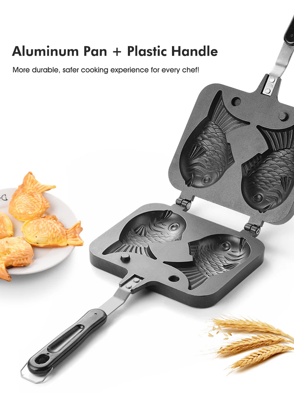 Антипригарные Taiyaki Pan Fish shape вафли блинчики для домашнего приготовления хлебобулочных алюминиевых и антипригарных Вафля в виде рыб сковорода